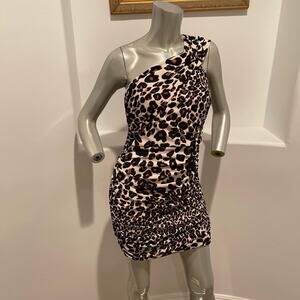 Giambattista Valli For Impulse One Shoulder Animal Print Dress Size 6